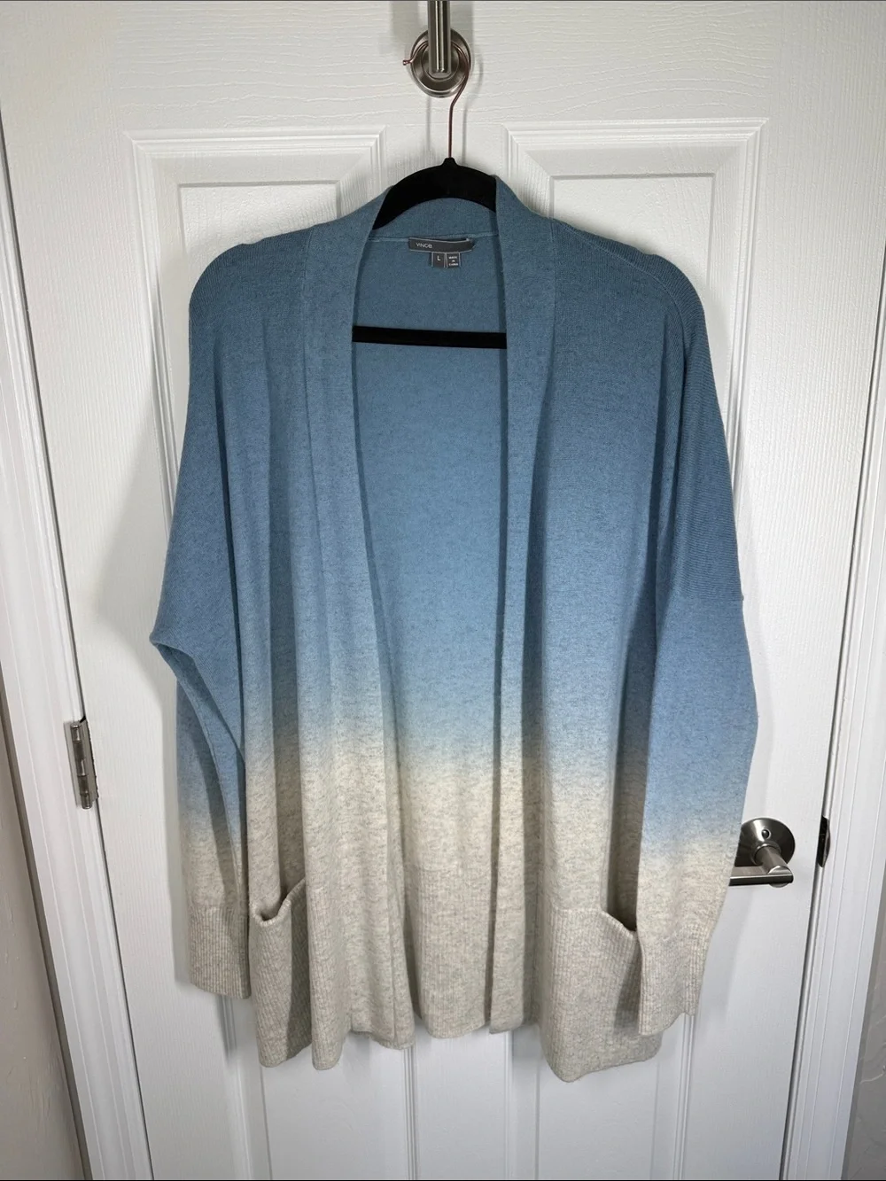 Vince blue oatmeal ombre open front cardigan wool and cashmere blend size large